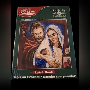 J&P Coats Nativity Latch Hook Kit - 30" X 36" Brand New